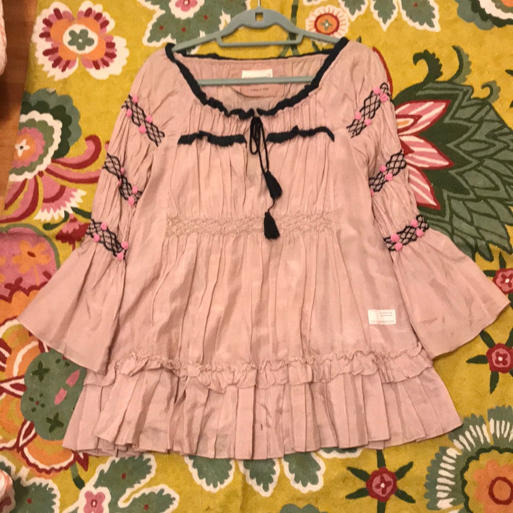 Odd Molly Sz 2 Silk Tunic Blouse